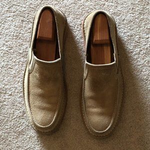 John Varvatos Beige Suede Slip Ons - Size: 11 - Hand Made in Italy